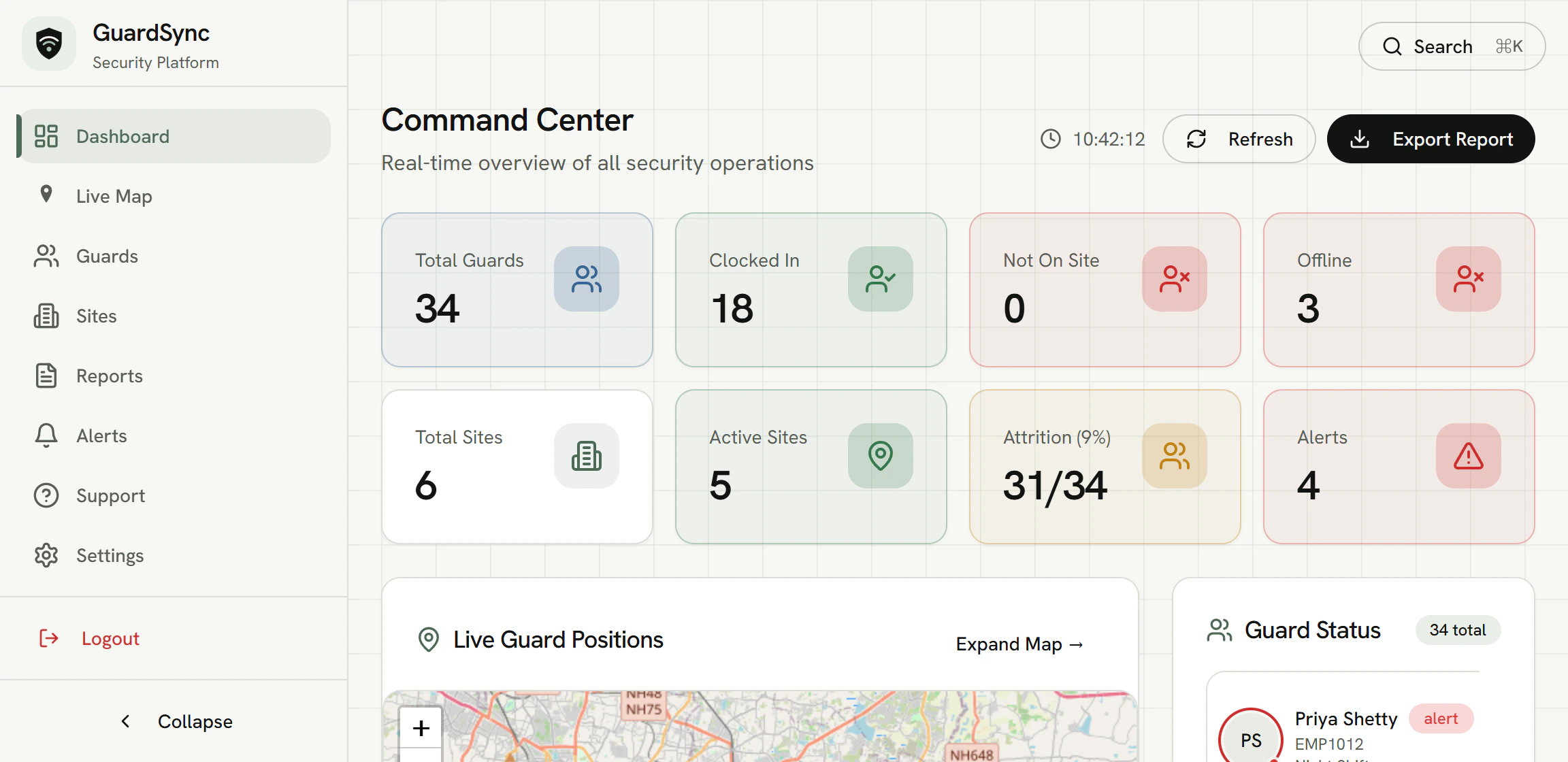 GuardSync Admin: Command center