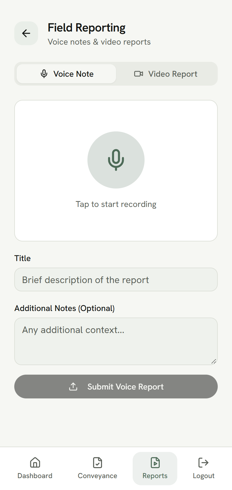 Officer app: Field reports